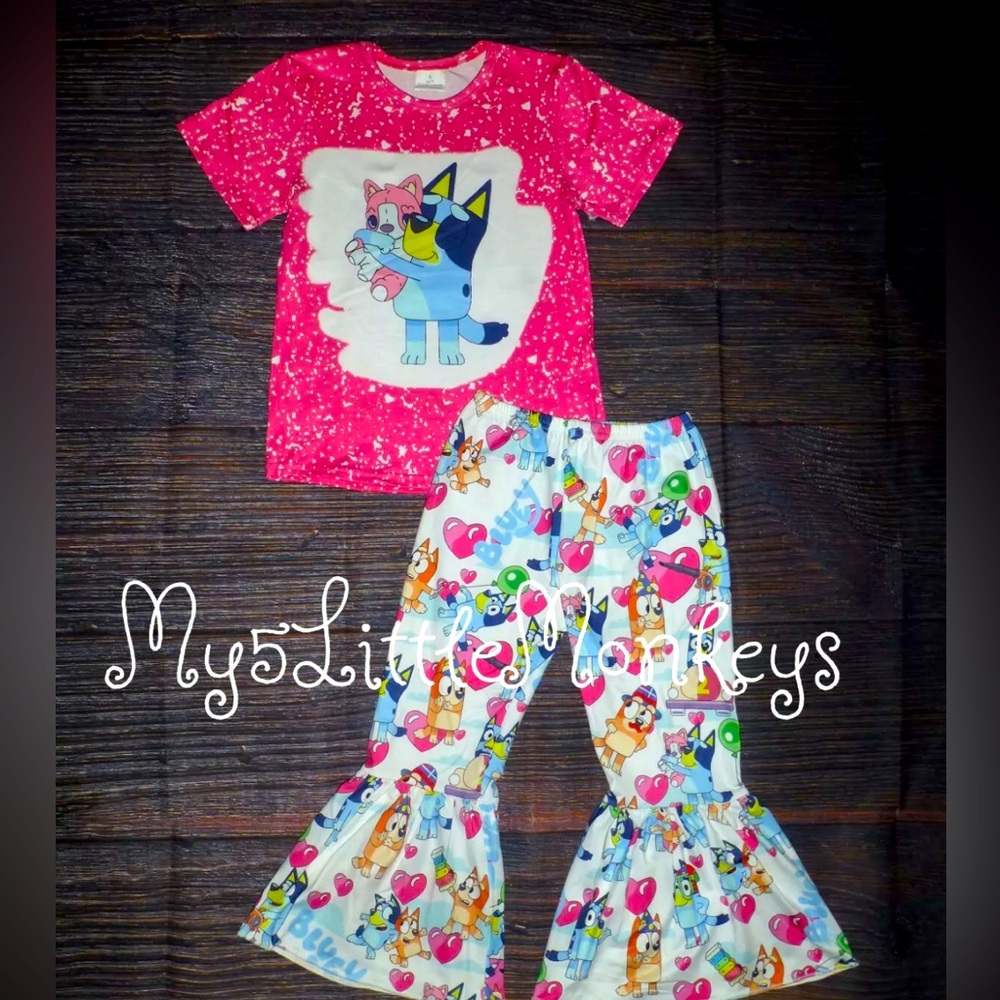 Bluey Pink & Blue Heart Valentine’s 6/7 Outfit